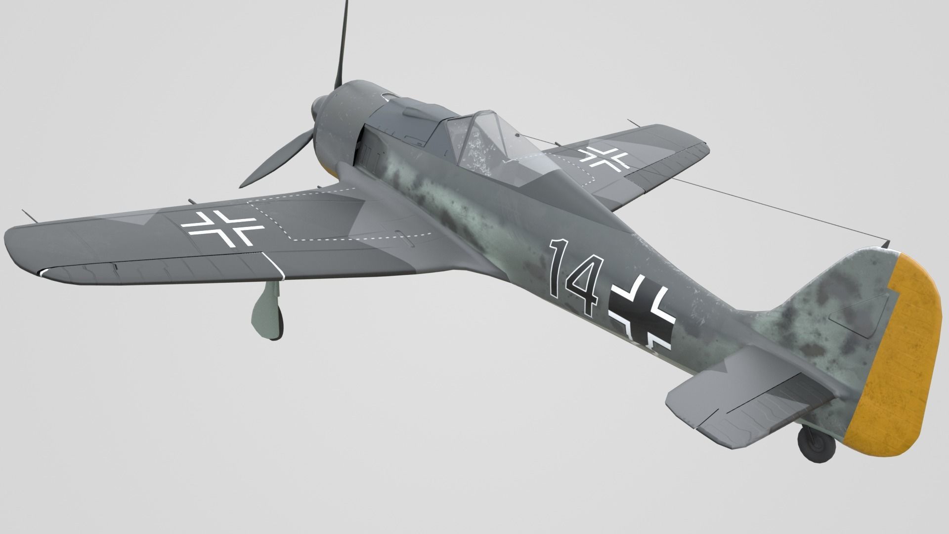 Focke Wulf Fw 190 Plane Low-poly 3D model_11
