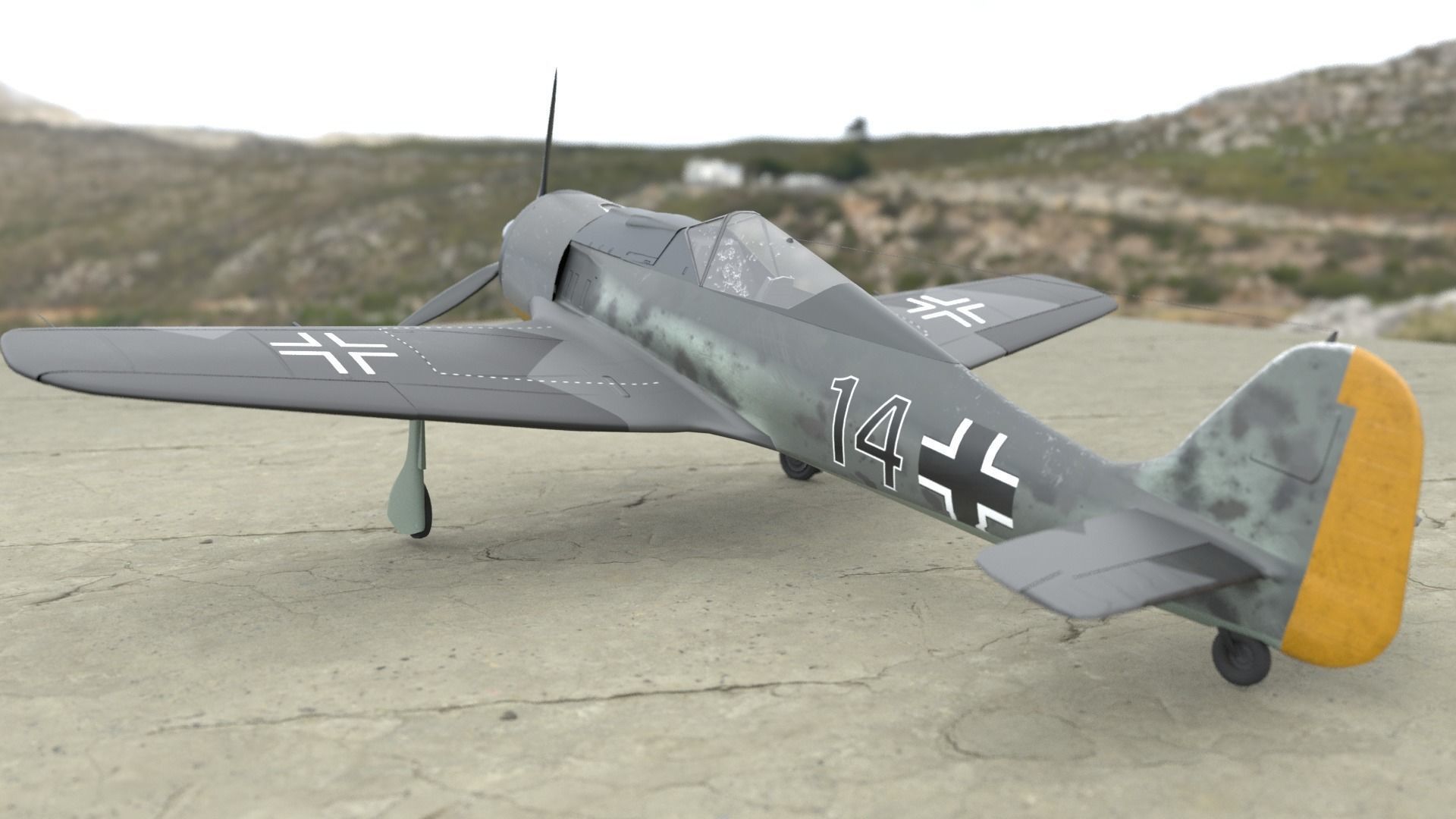 Focke Wulf Fw 190 Plane Low-poly 3D model_5
