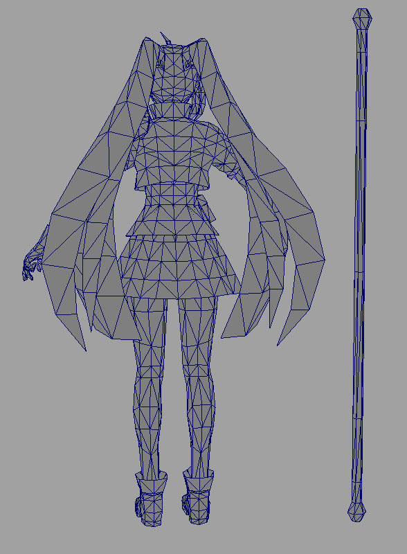 Female warrior Low-poly 3D model_6