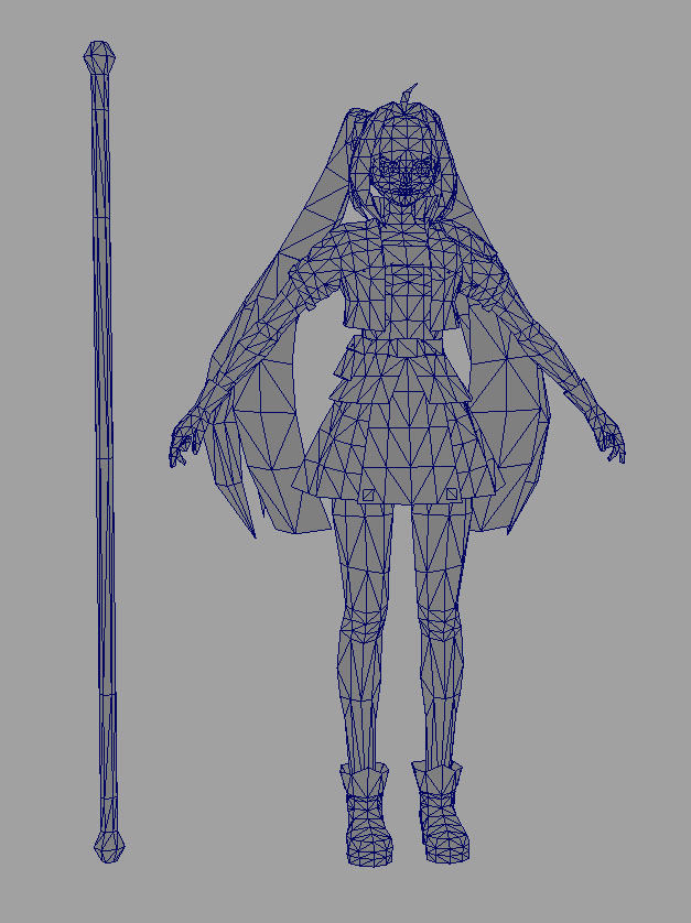 Female warrior Low-poly 3D model_4