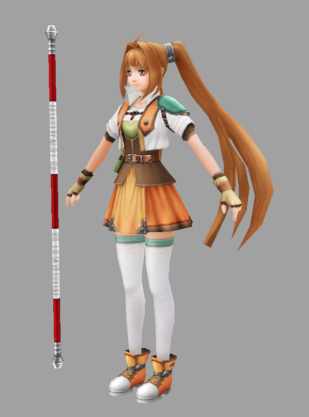 Female warrior Low-poly 3D model_7