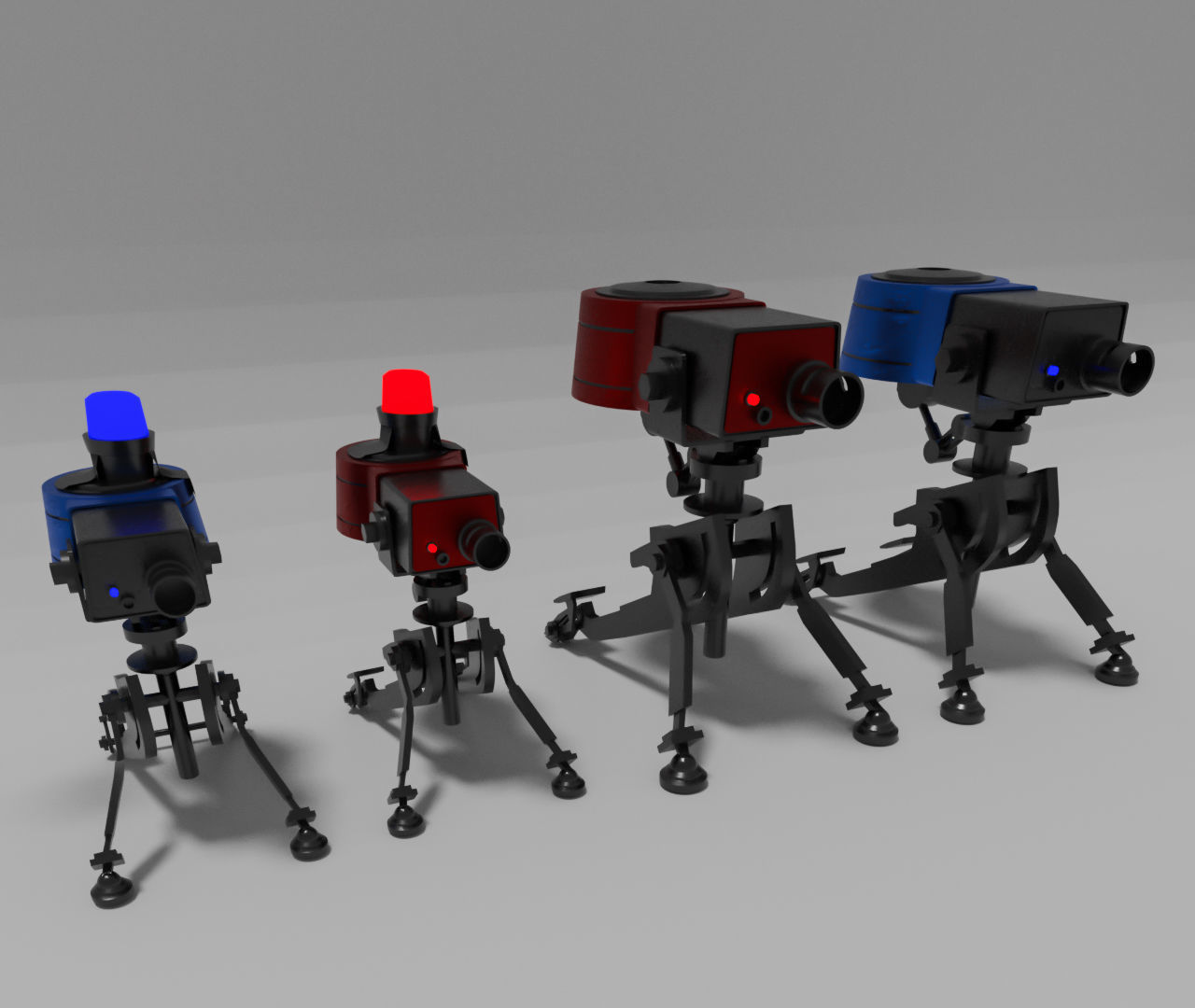 Turret Sentry and Mini- 4 models 2 Colors- Low-poly 3D model_3
