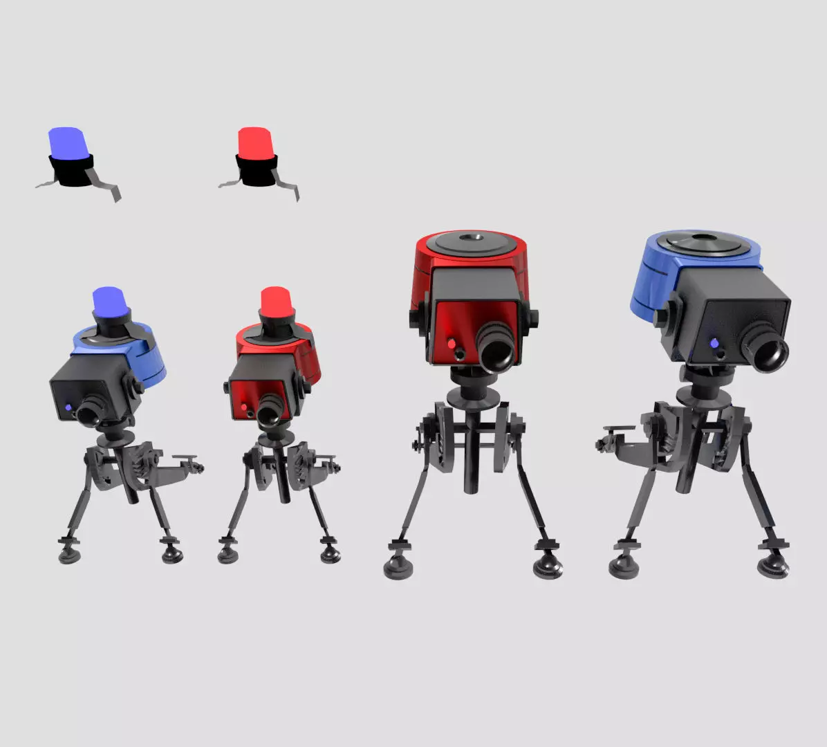 Turret Sentry and Mini- 4 models 2 Colors- Low-poly 3D model_0