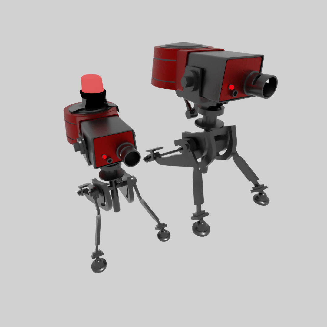 Turret Sentry and Mini- 4 models 2 Colors- Low-poly 3D model_5
