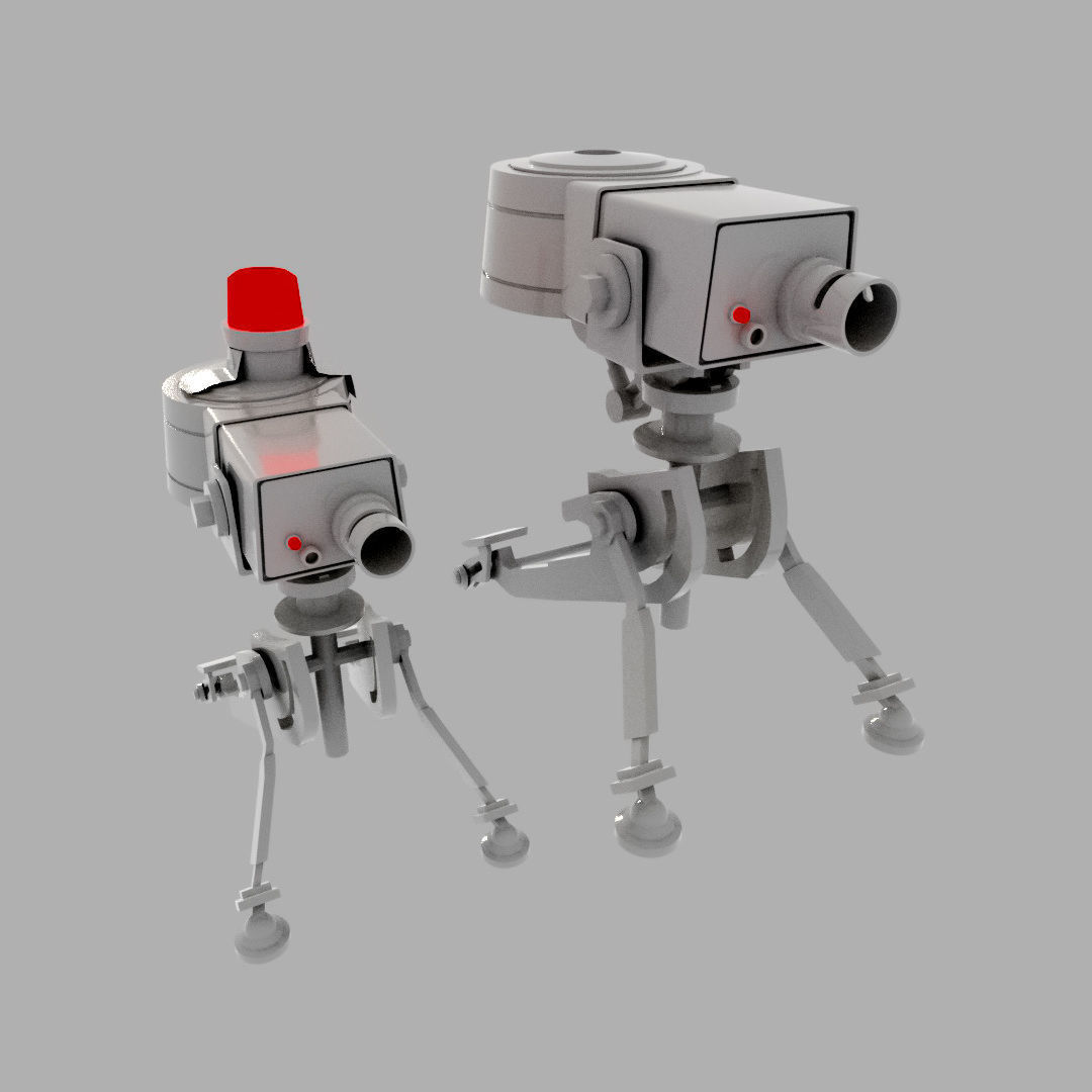 Turret Sentry and Mini- 4 models 2 Colors- Low-poly 3D model_4