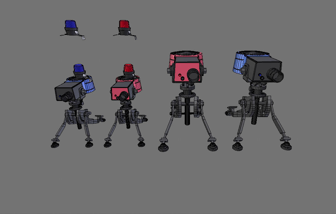 Turret Sentry and Mini- 4 models 2 Colors- Low-poly 3D model_1