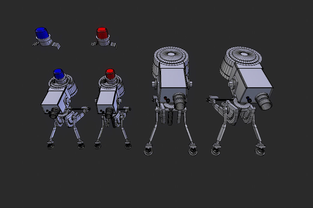 Turret Sentry and Mini- 4 models 2 Colors- Low-poly 3D model_2