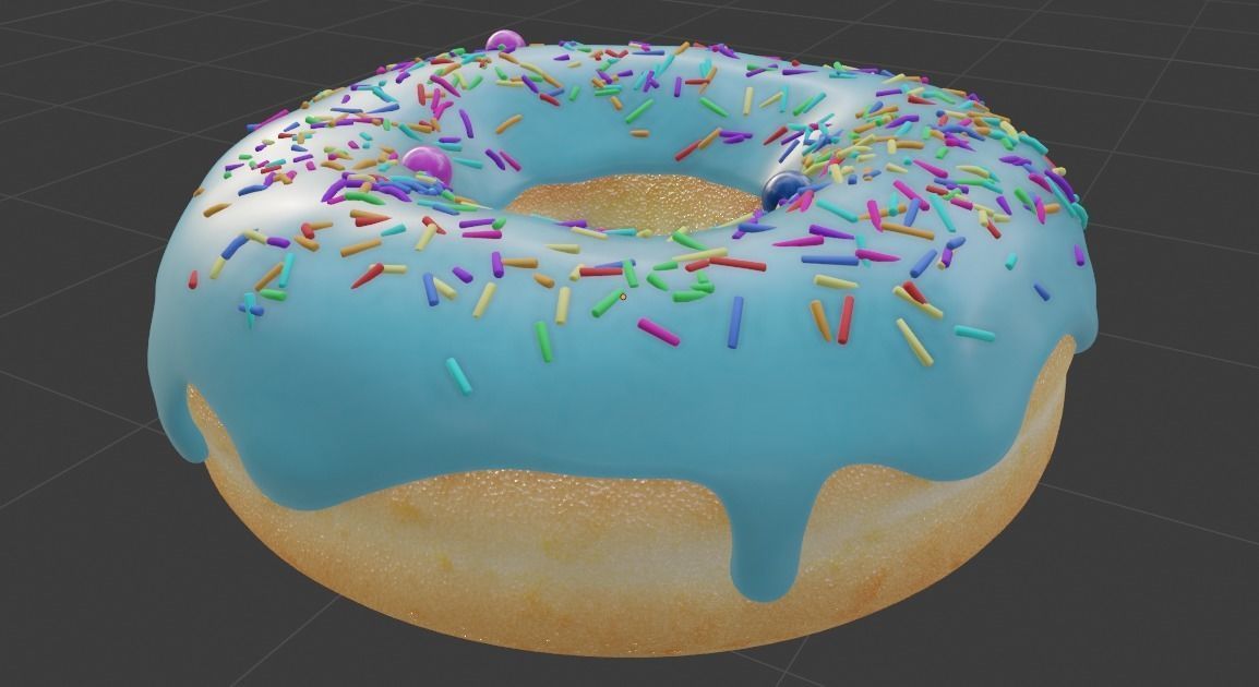Donut with Blue Icing and Sprinkles HQ Detail Free low-poly 3D model_3