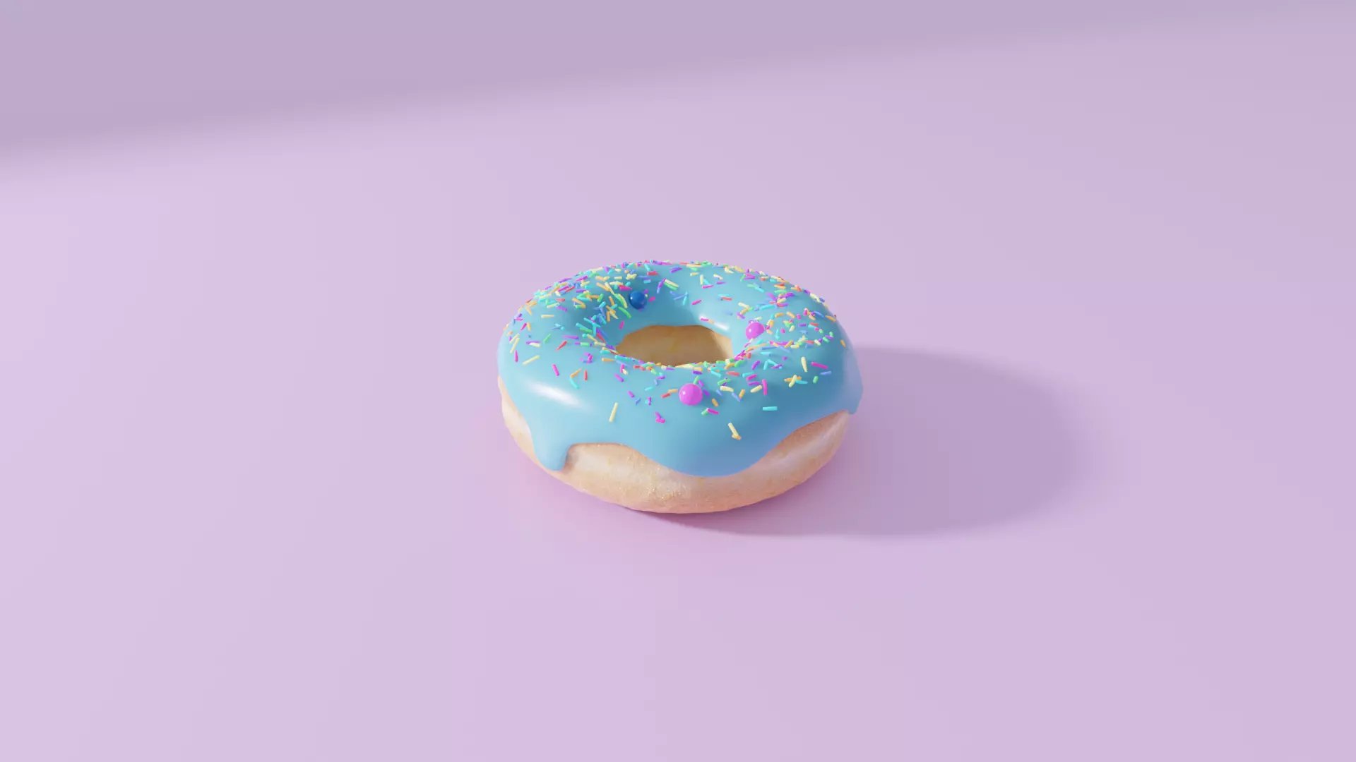 Donut with Blue Icing and Sprinkles HQ Detail Free low-poly 3D model_0