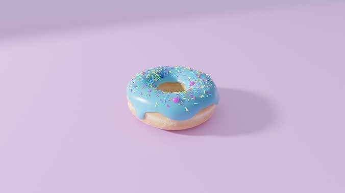 Donut with Blue Icing and Sprinkles HQ Detail Free low-poly 3D model
