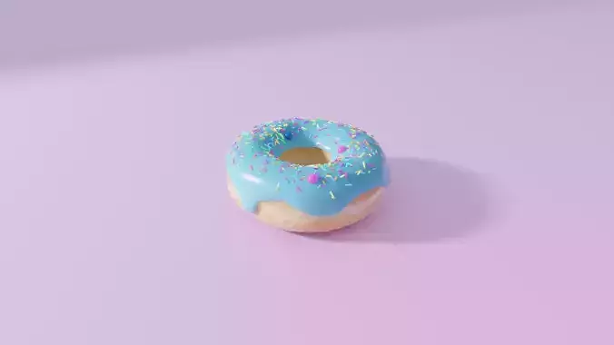 Donut with Blue Icing and Sprinkles HQ Detail Free low-poly 3D model