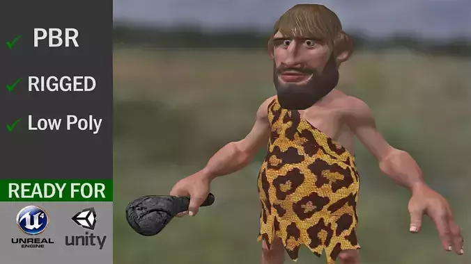 Game Ready Cave Man Low-poly 3D model
