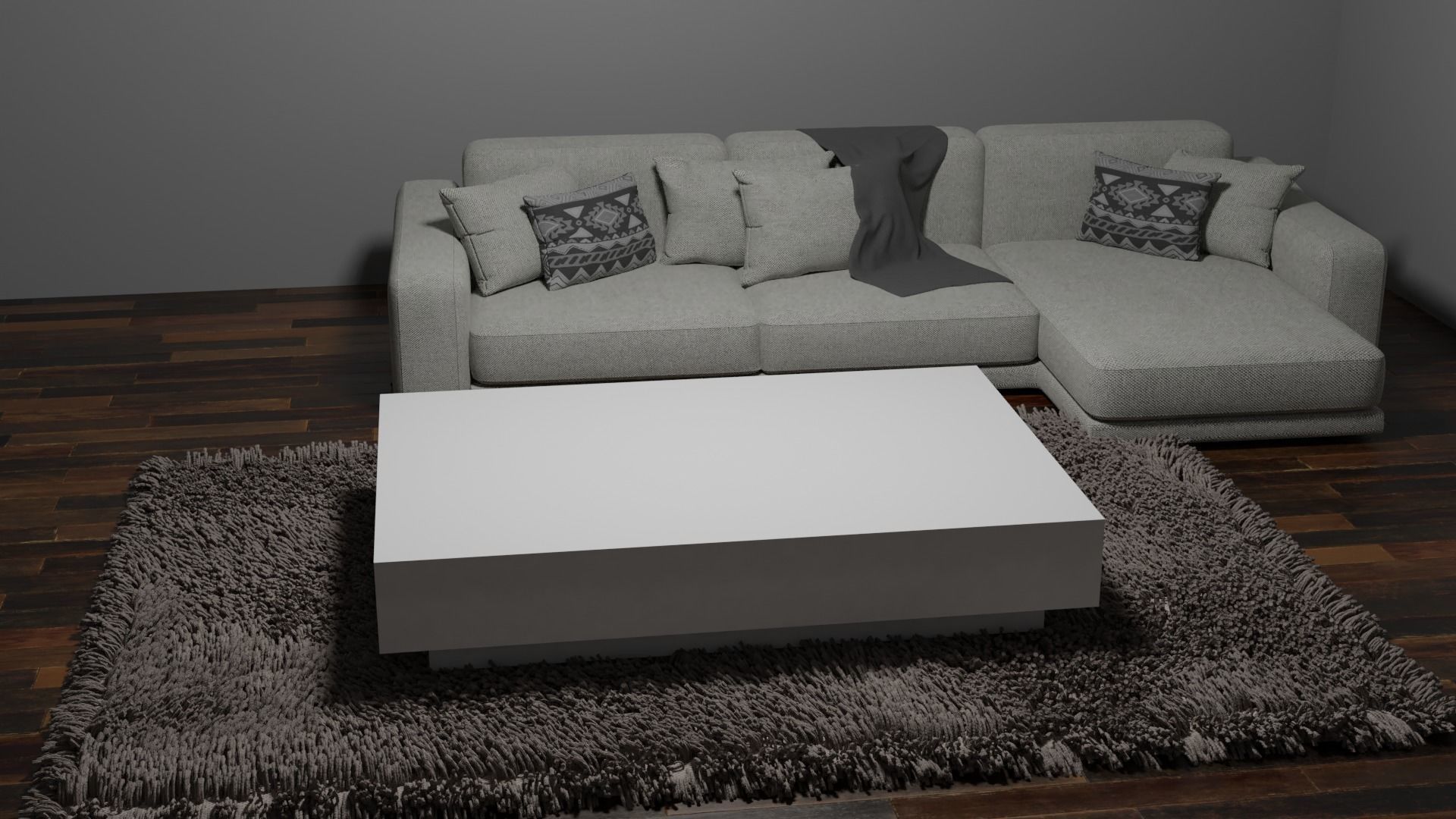 Table living room with sofa and coffee Low-poly 3D model_1