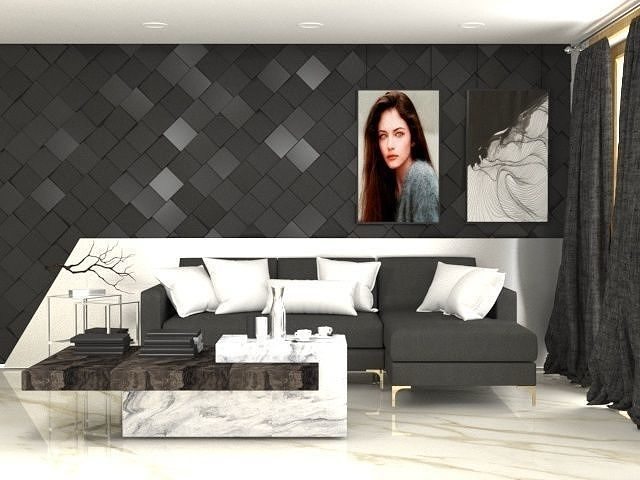 living room re  design for a ready model  Free 3D model
