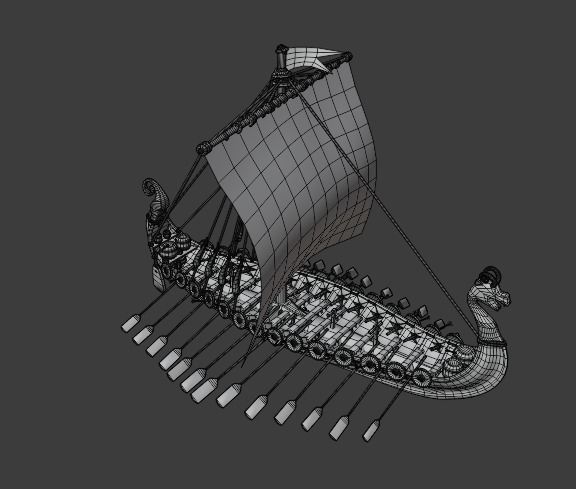 Viking longship Low-poly 3D model_15