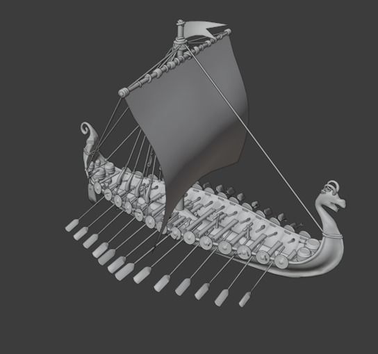 Viking longship Low-poly 3D model_12