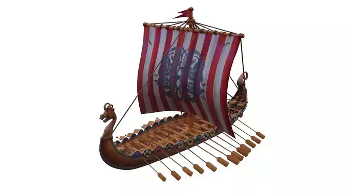 Viking longship  Low-poly 3D model