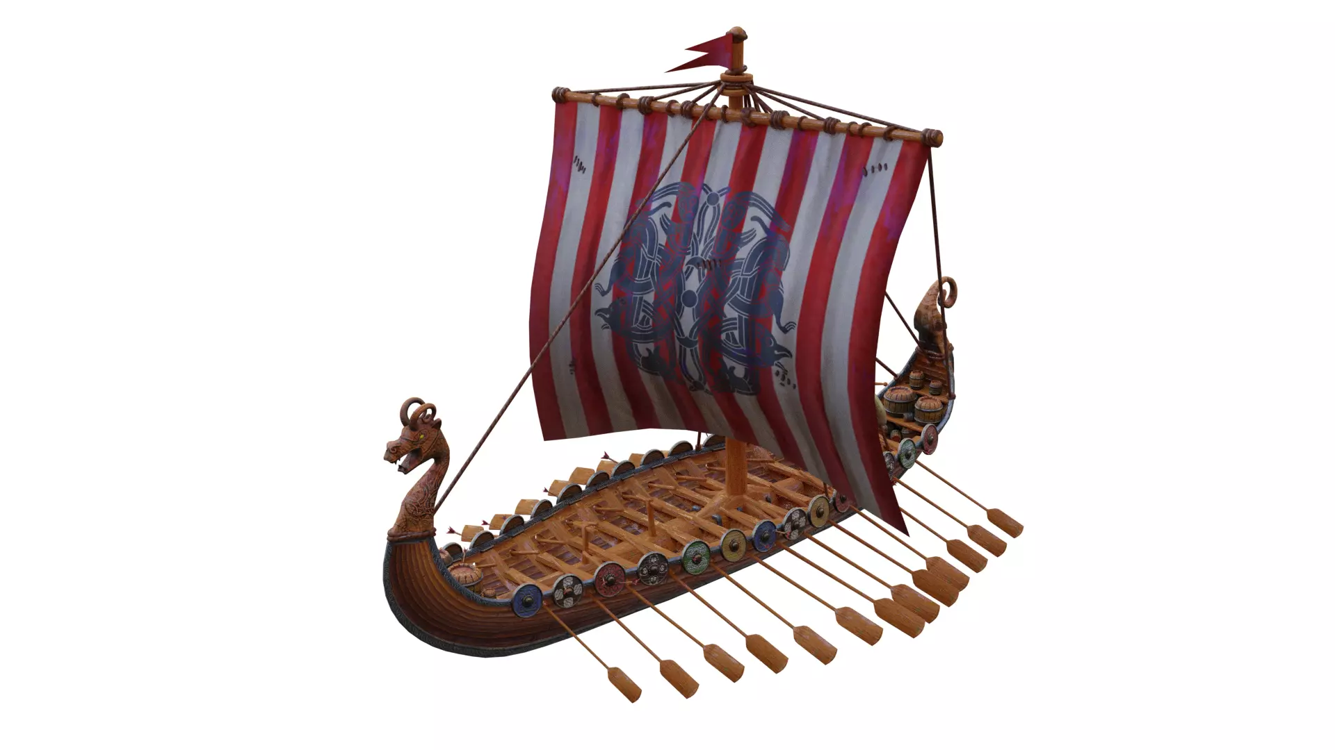 Viking longship Low-poly 3D model_0
