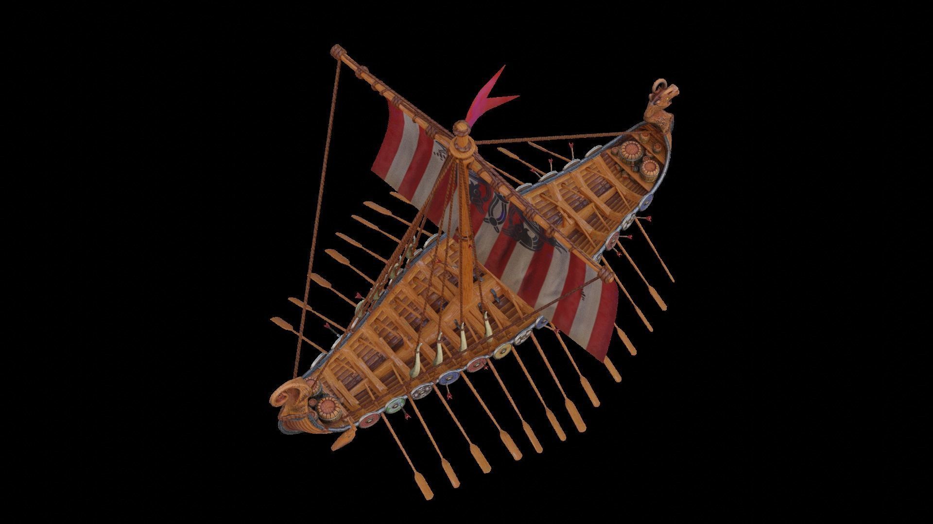 Viking longship Low-poly 3D model_7