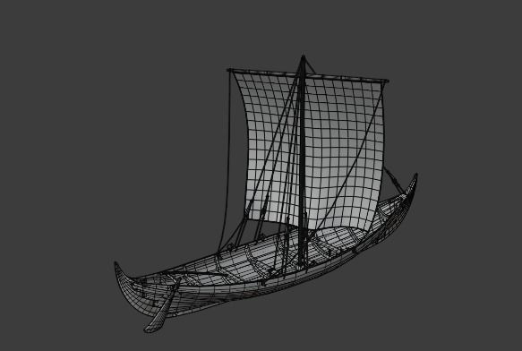Viking longship Low-poly 3D model_11