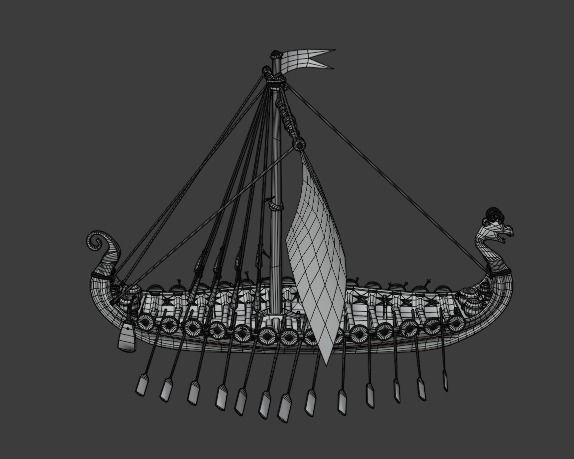 Viking longship Low-poly 3D model_14