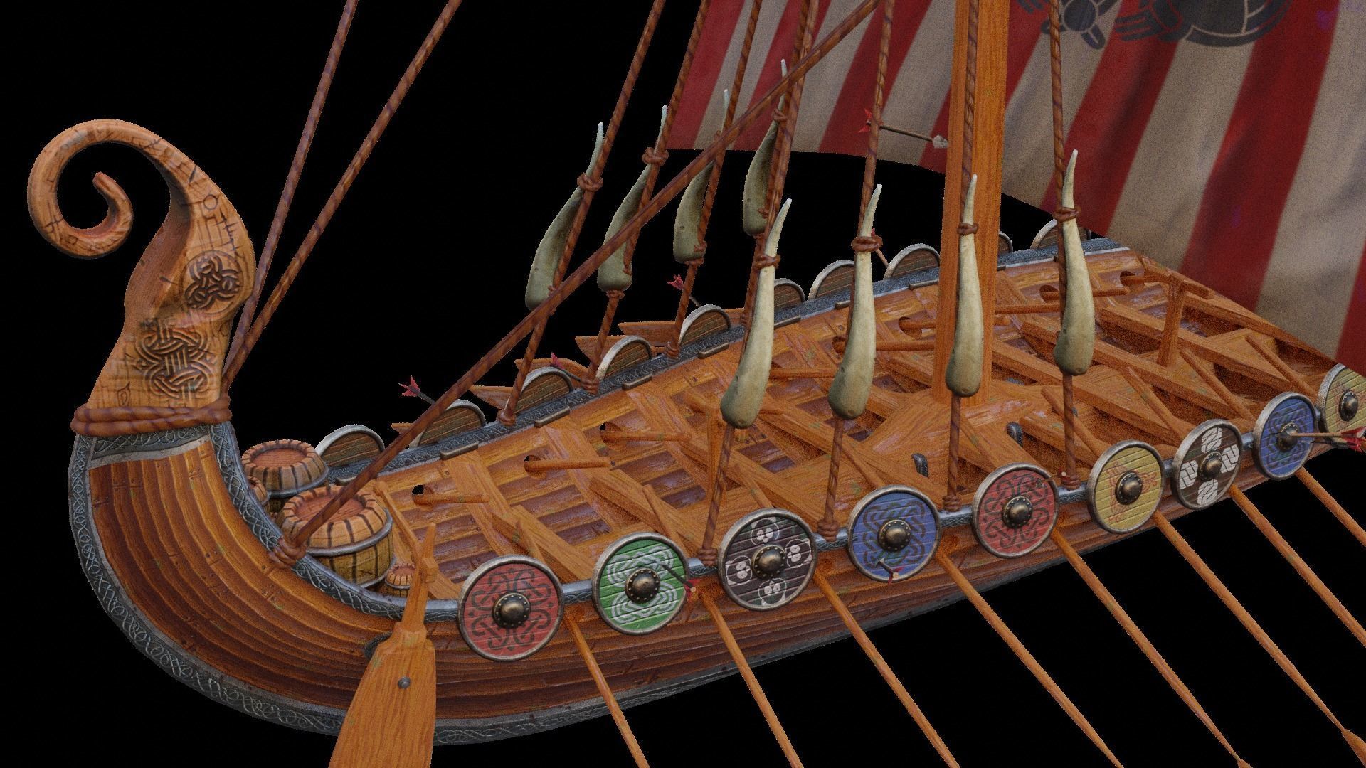 Viking longship Low-poly 3D model_8