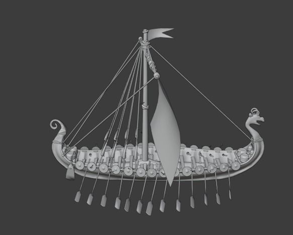 Viking longship Low-poly 3D model_13