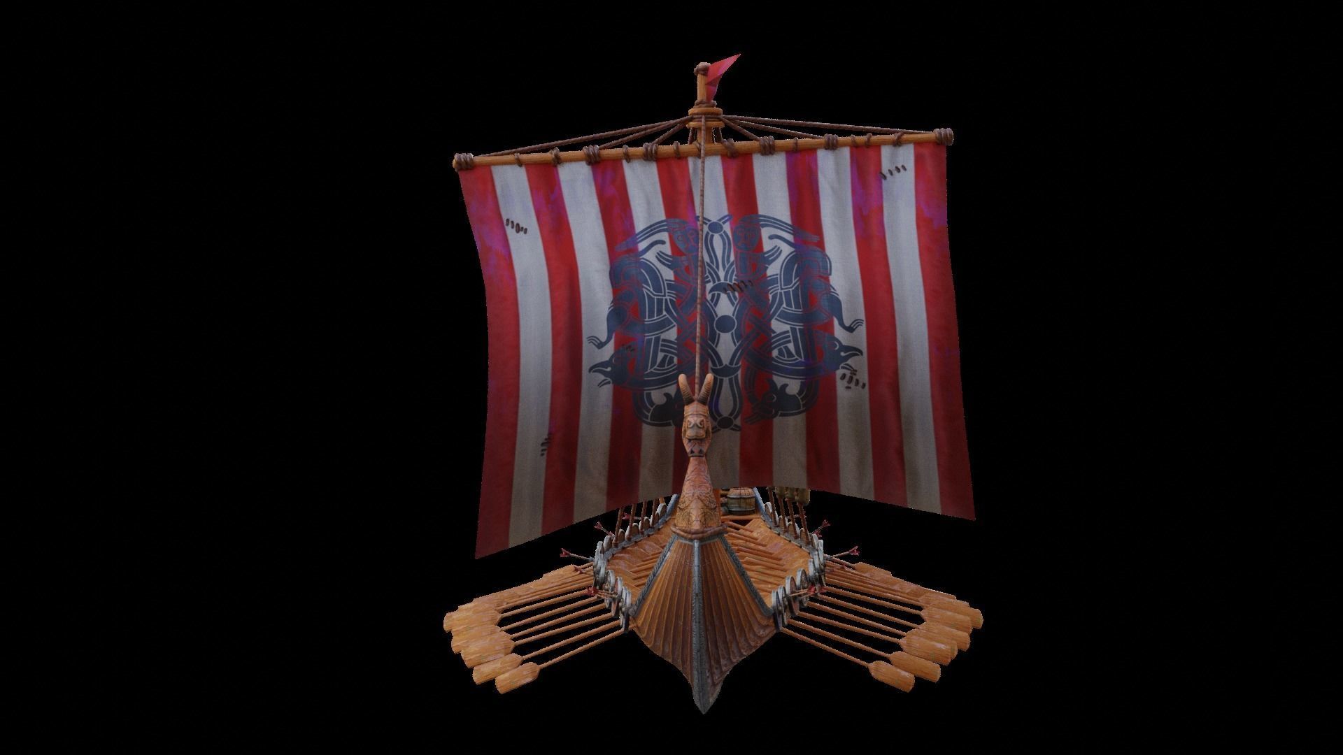Viking longship Low-poly 3D model_6