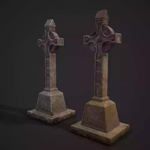 Medieval Celtic Cross Tombstone  Low-poly 3D model