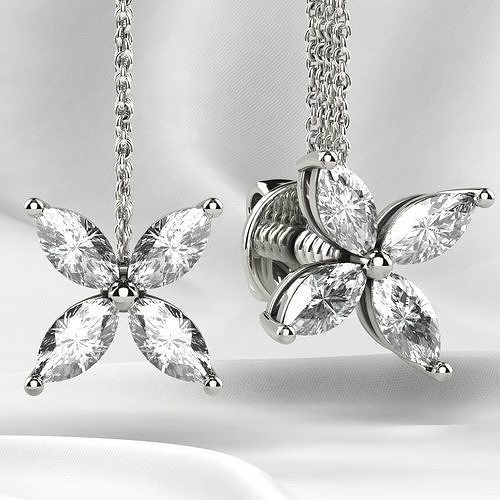 Tiffany Victorias Style Gold Earrings 3D print model