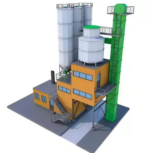 Factory Low Poly cement plant