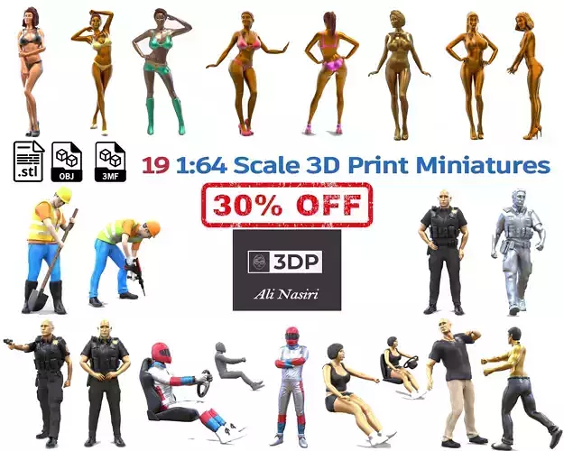 C1 19 1 64 Scale 3d Print Miniatures 3D Model Collection
