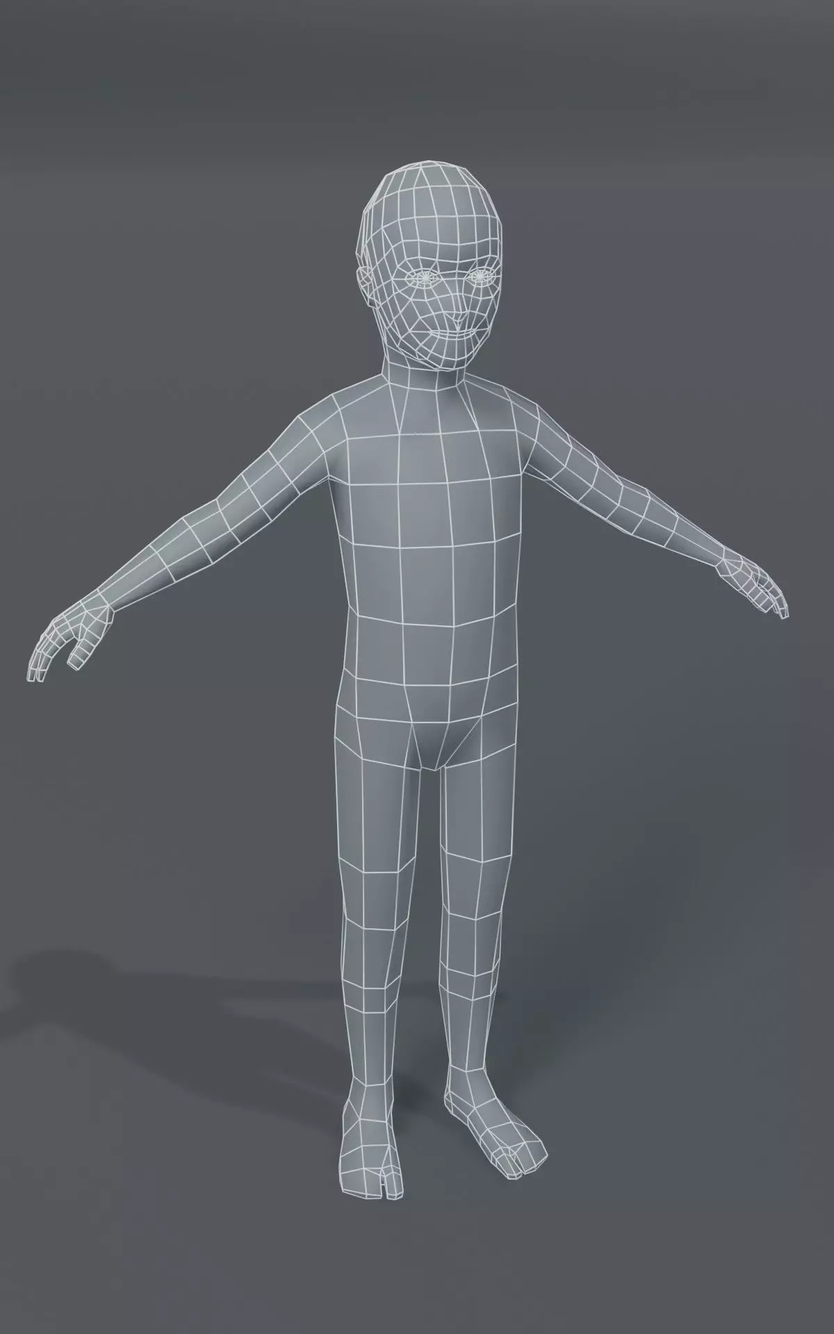 Boy Kid Body Base Mesh  3D Model 1000 Polygons Low-poly 3D model_0