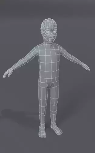 Boy Kid Body Base Mesh  3D Model 1000 Polygons Low-poly 3D model