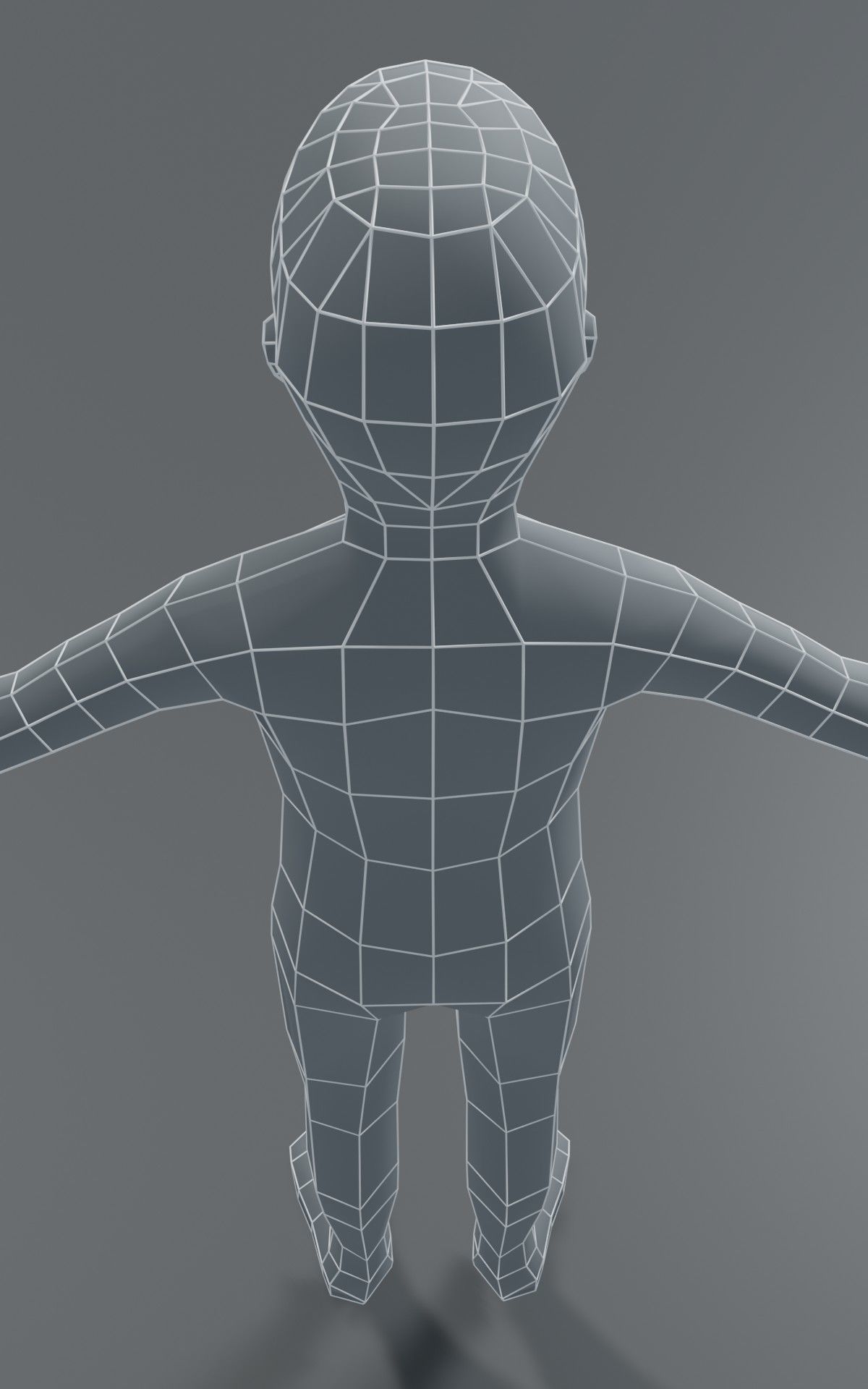 Boy Kid Body Base Mesh  3D Model 1000 Polygons Low-poly 3D model_5