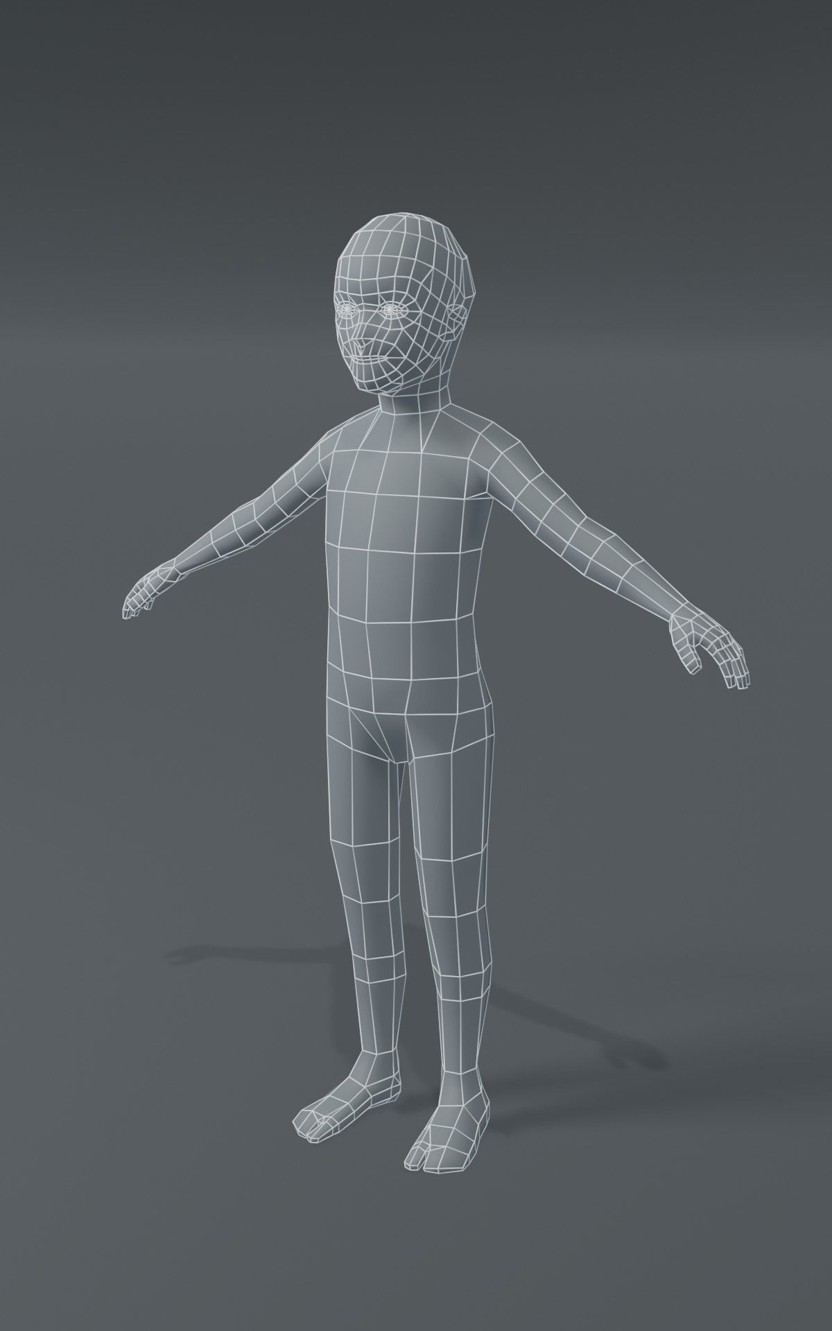 Boy Kid Body Base Mesh  3D Model 1000 Polygons Low-poly 3D model_9