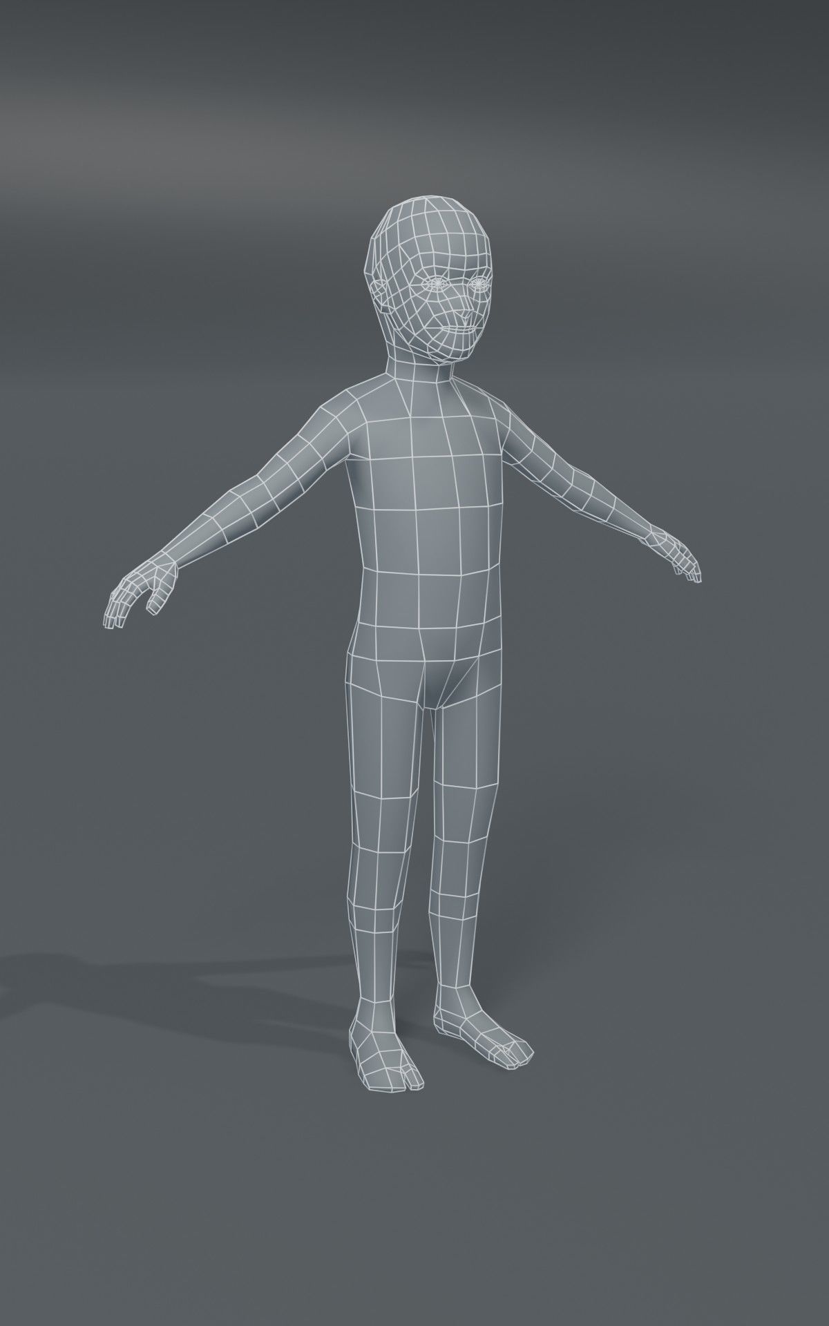 Boy Kid Body Base Mesh  3D Model 1000 Polygons Low-poly 3D model_2