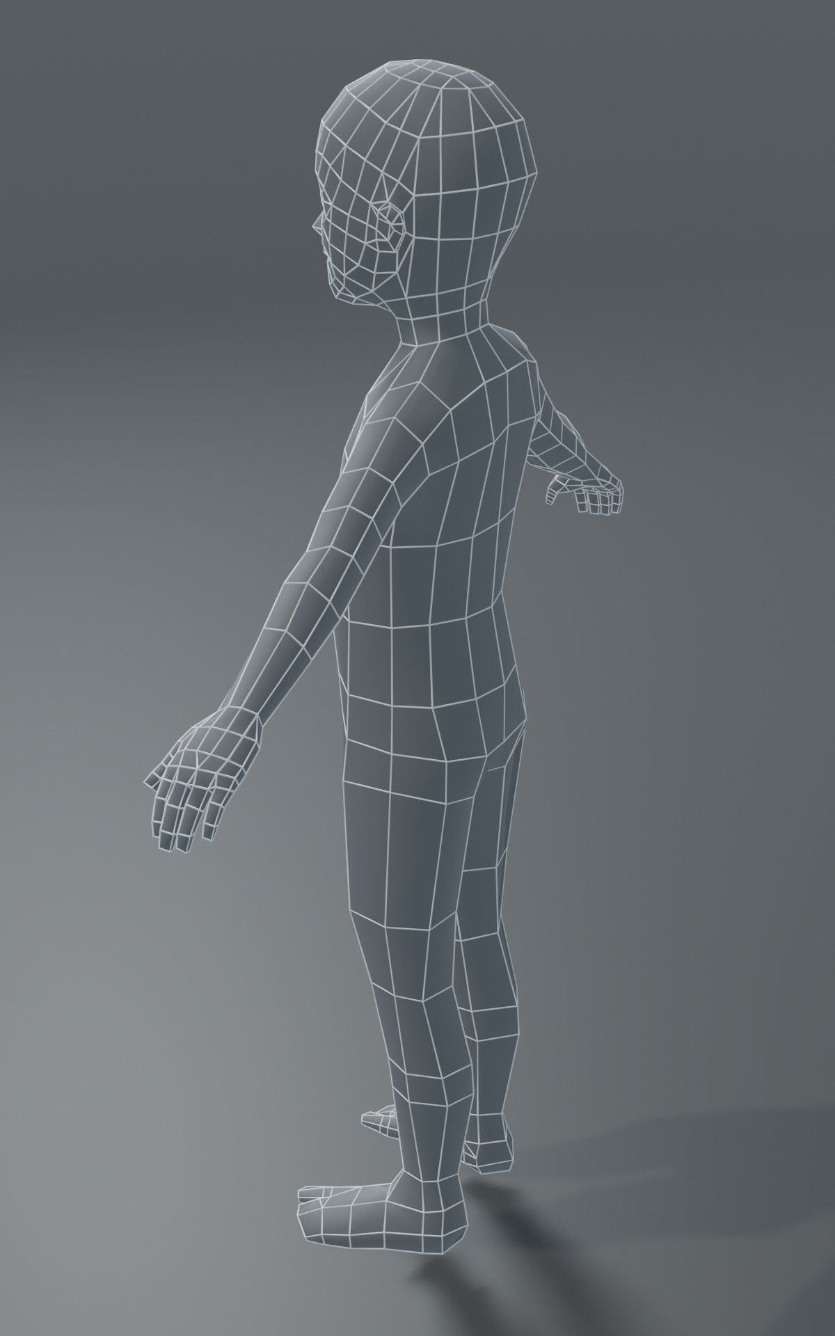 Boy Kid Body Base Mesh  3D Model 1000 Polygons Low-poly 3D model_10