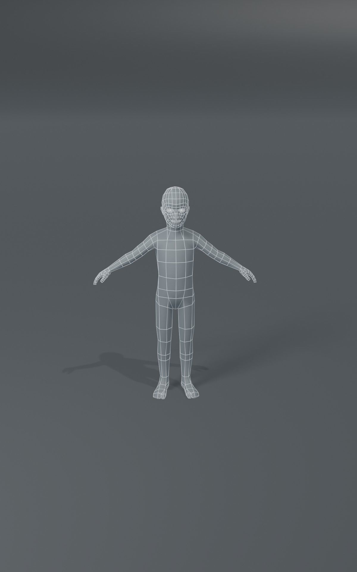 Boy Kid Body Base Mesh  3D Model 1000 Polygons Low-poly 3D model_13