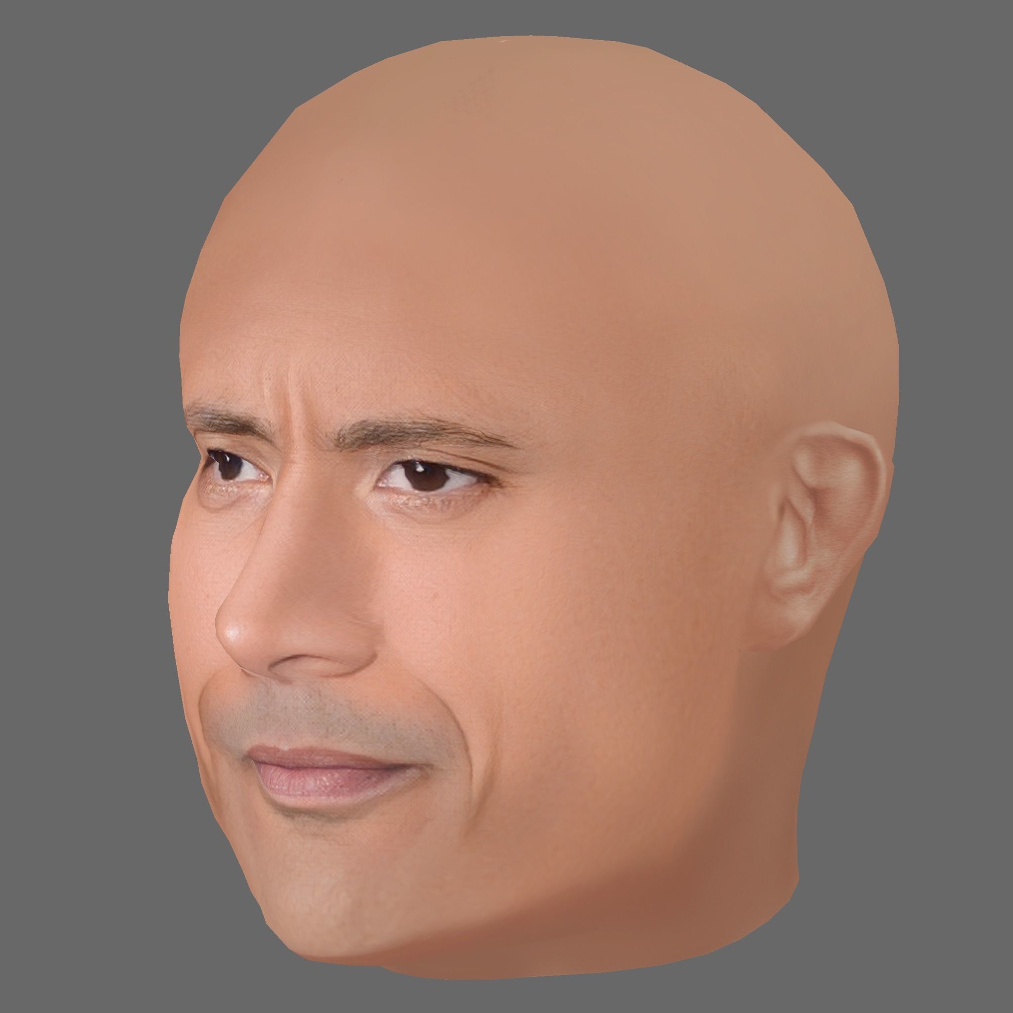 Dwayne Johnson - Lowpoly head for game Low-poly 3D model_1