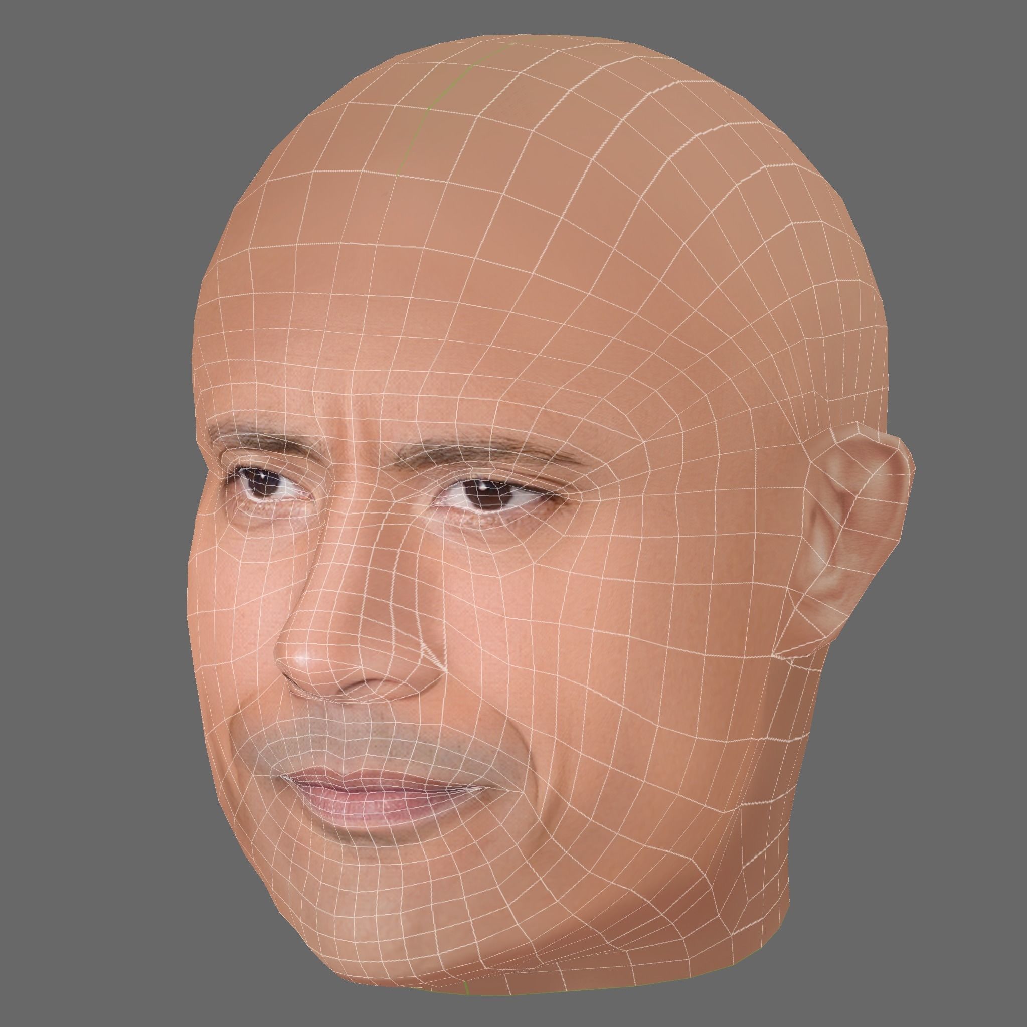 Dwayne Johnson - Lowpoly head for game Low-poly 3D model_7