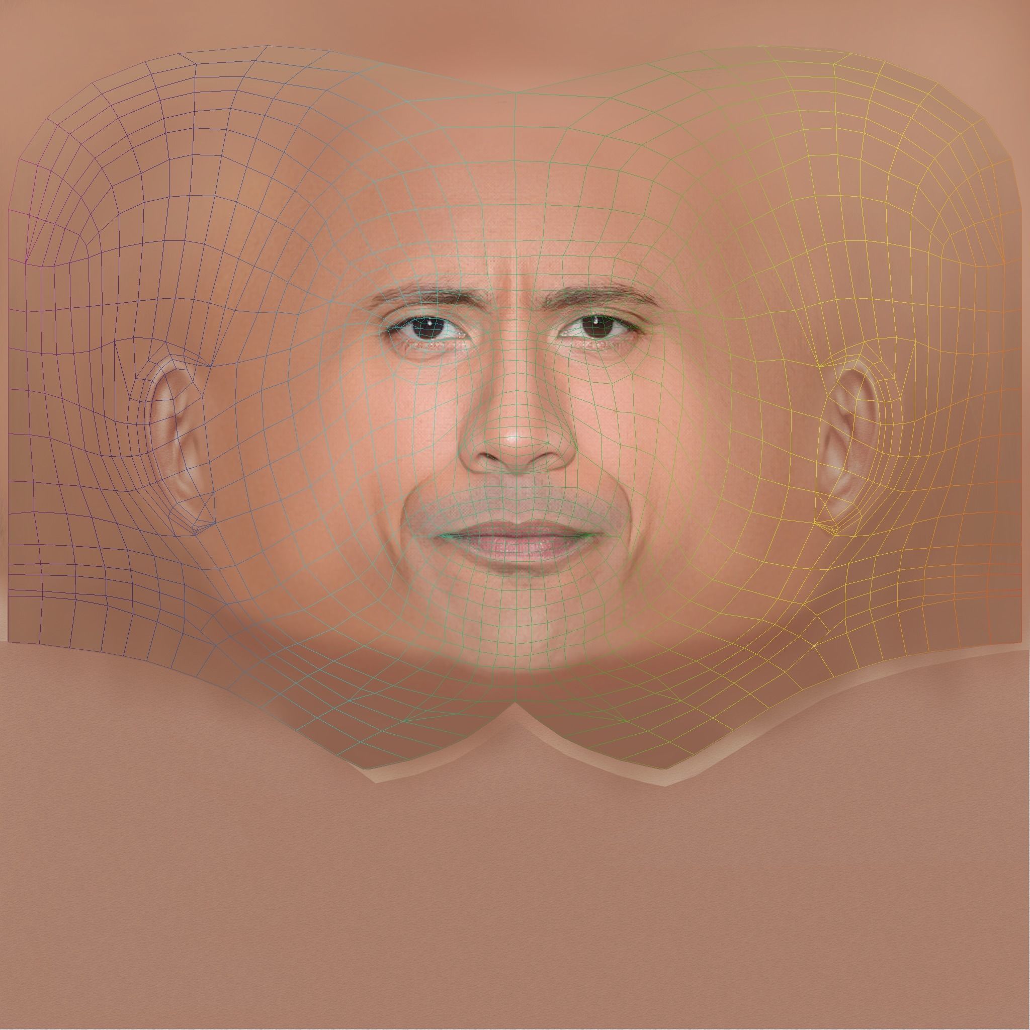 Dwayne Johnson - Lowpoly head for game Low-poly 3D model_8