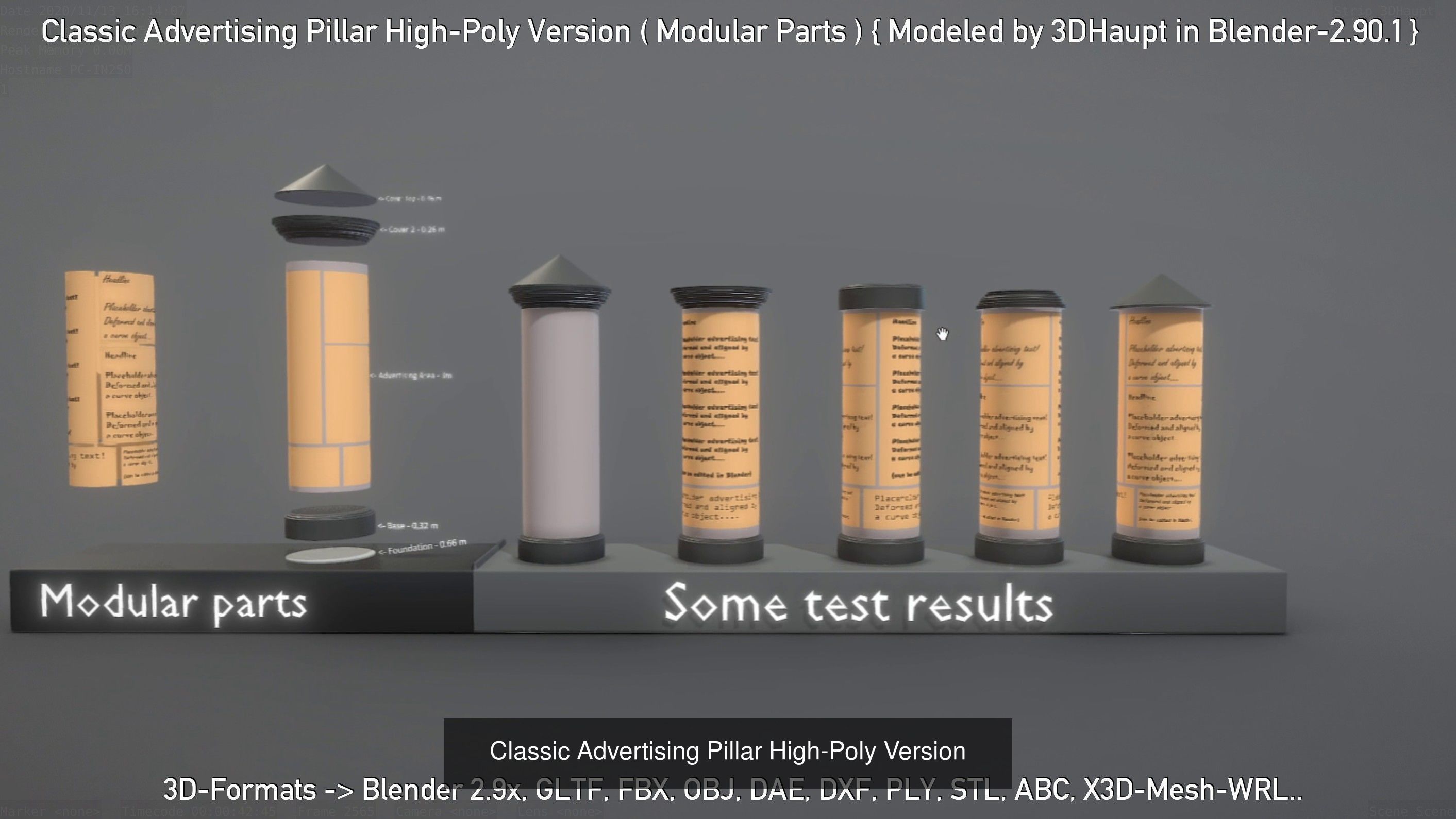 Classic Advertising Pillar Package 3D Model Collection_2