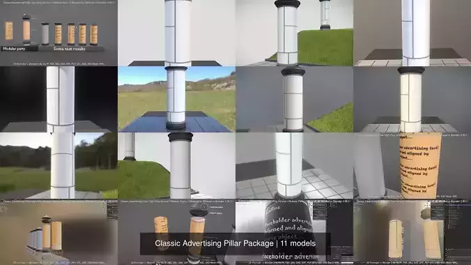 Classic Advertising Pillar Package 3D Model Collection