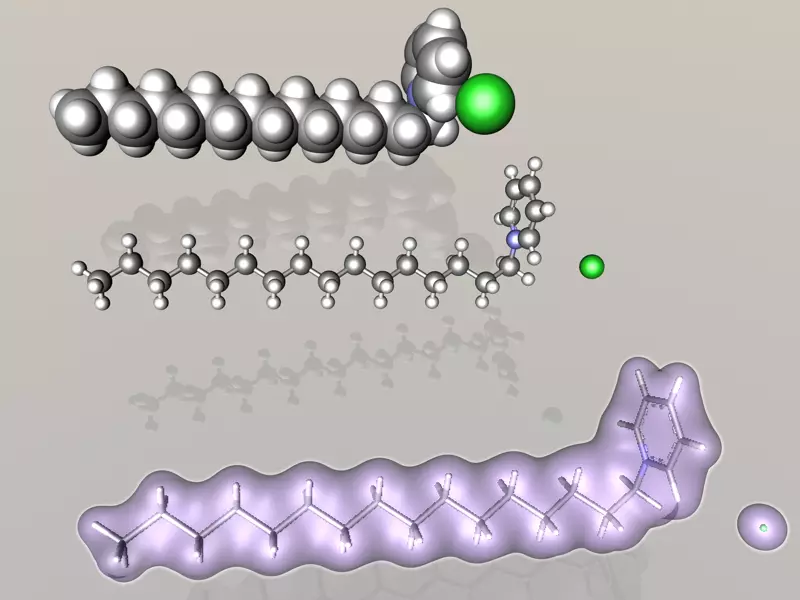 Cetylpyridinium chloride molecule 3D model_0