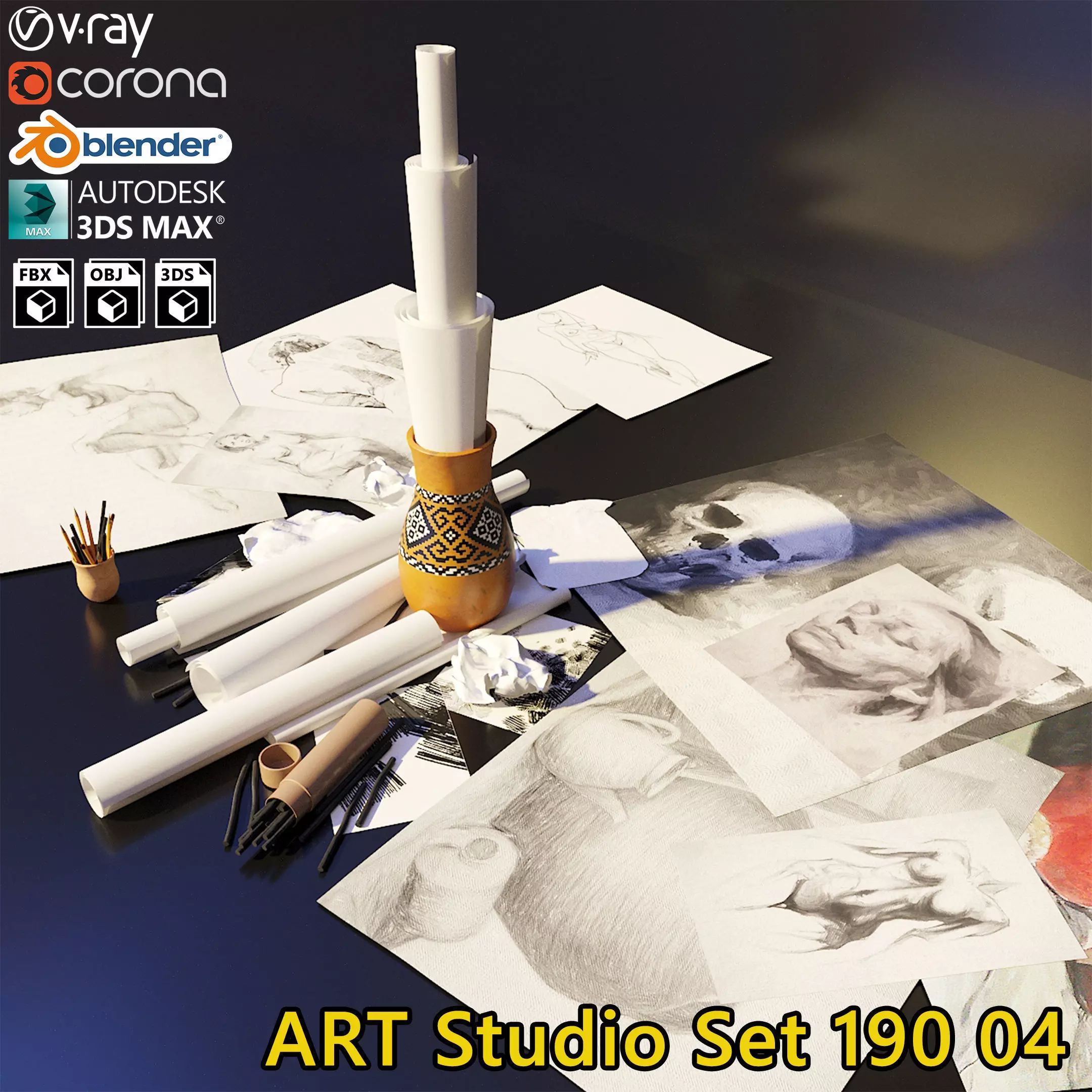 Artist Studio Drawing Set 190 04 3D model_0