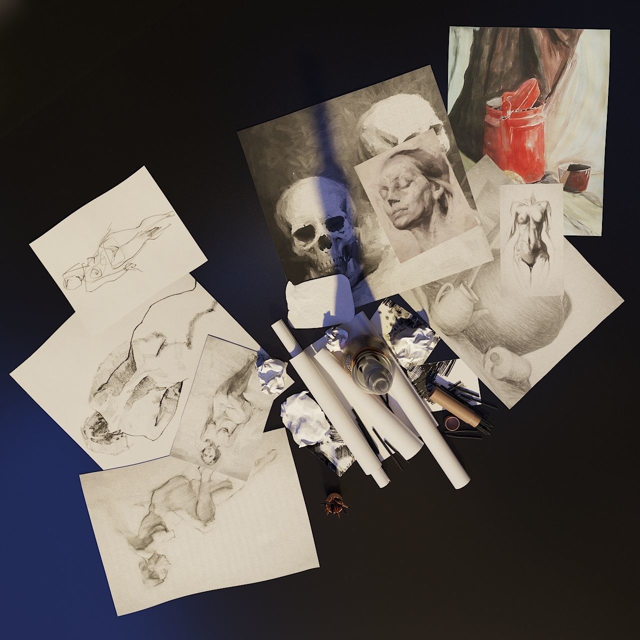 Artist Studio Drawing Set 190 04 3D model_3