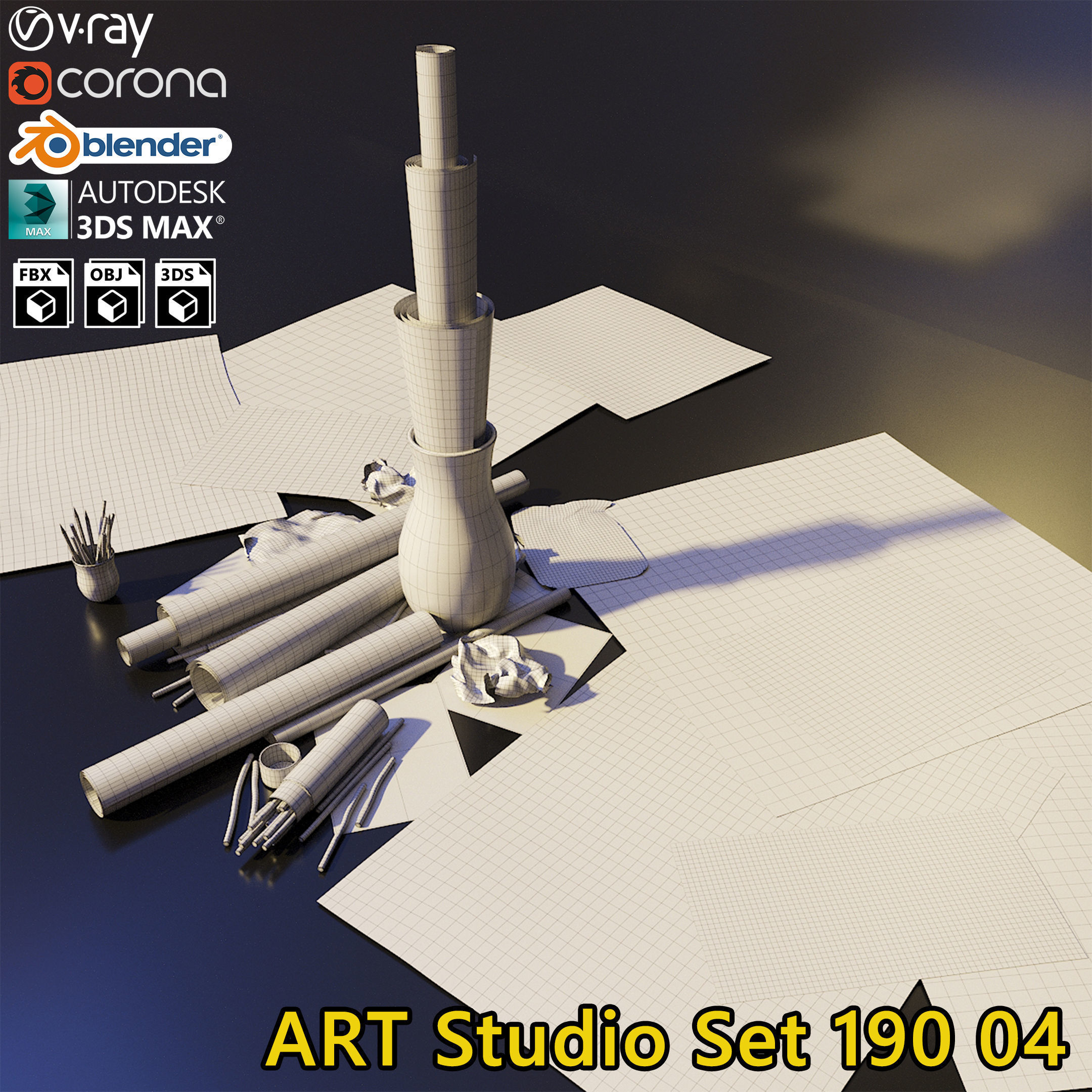 Artist Studio Drawing Set 190 04 3D model_2