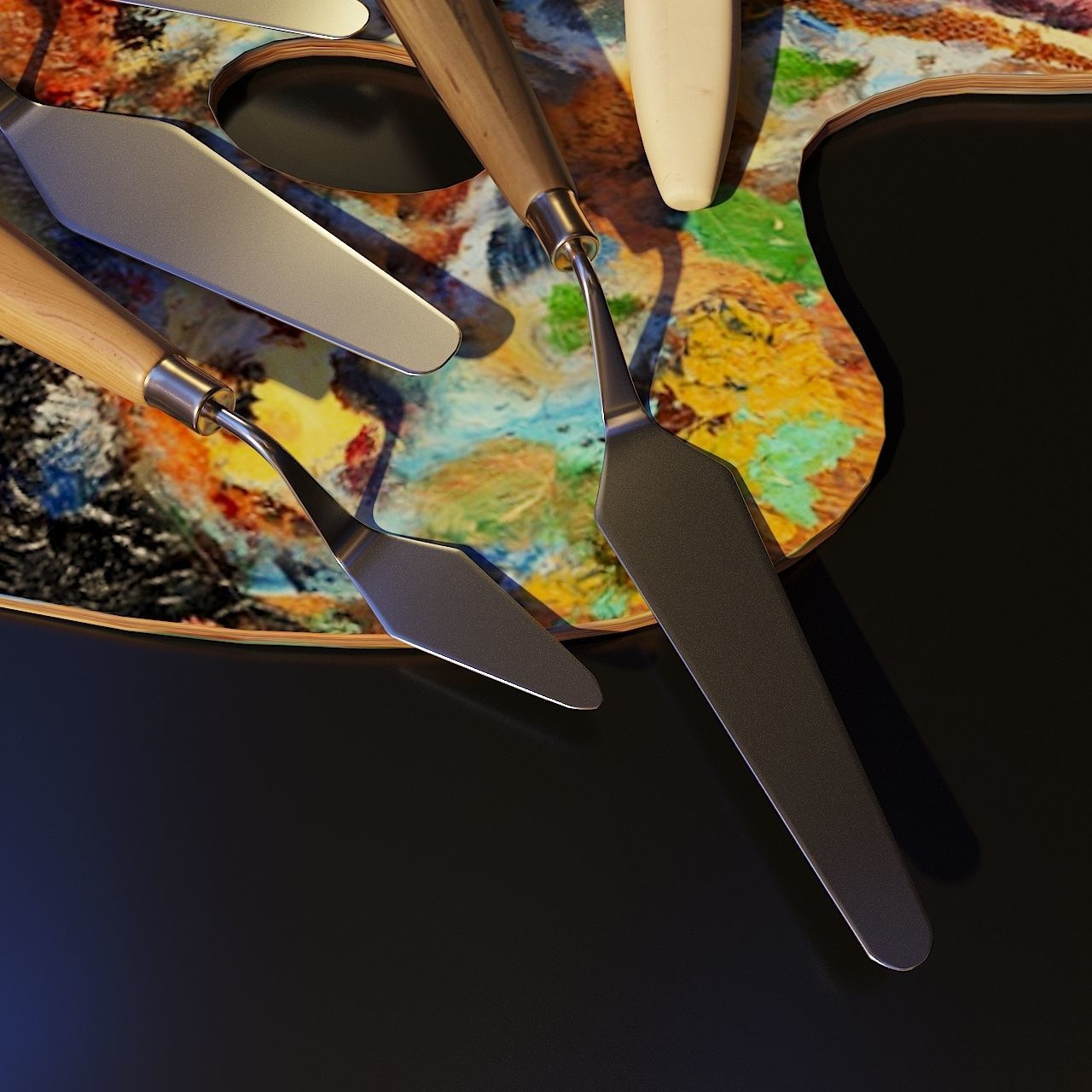 Artist Studio Palette Knifes Set 190 06 3D model_4
