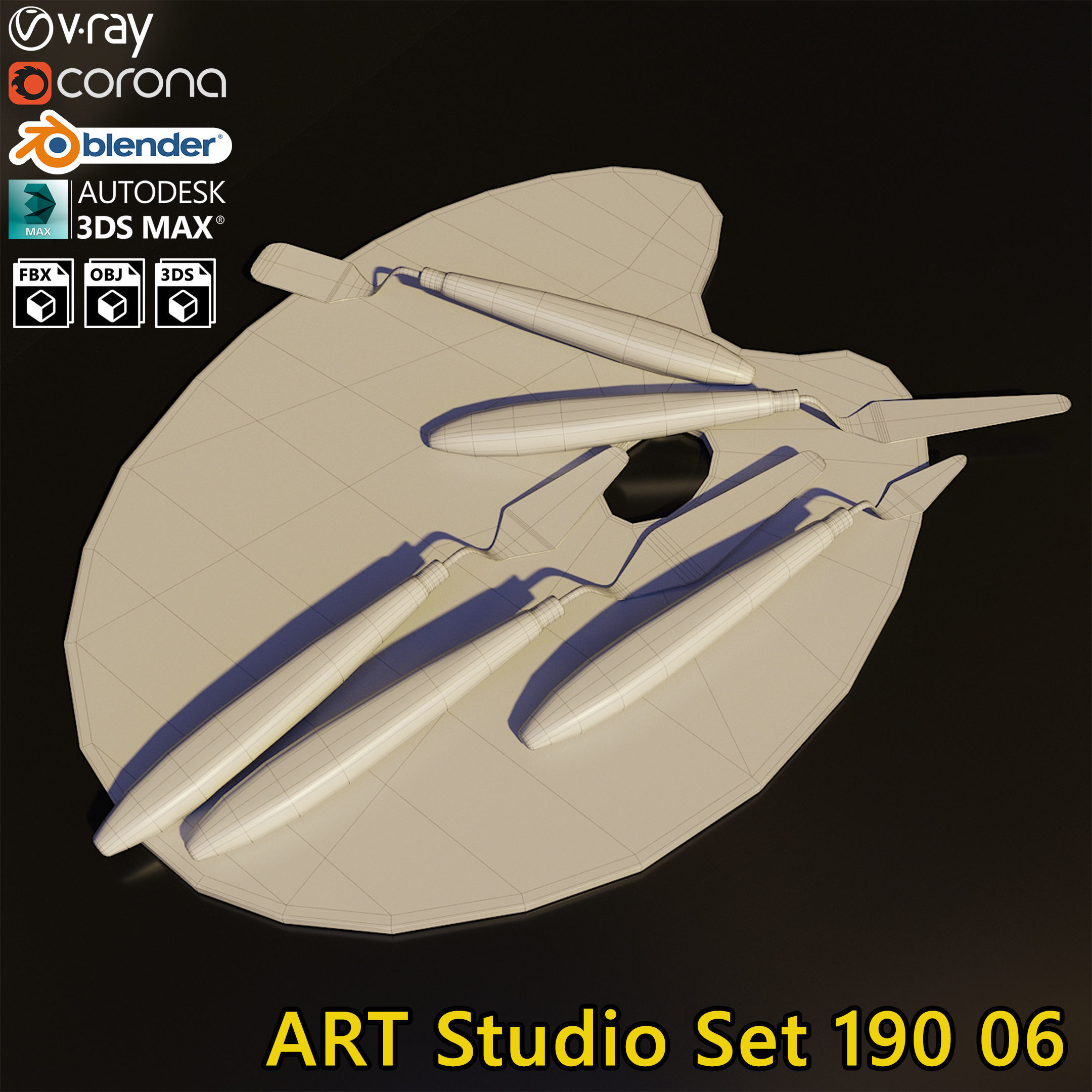 Artist Studio Palette Knifes Set 190 06 3D model_2